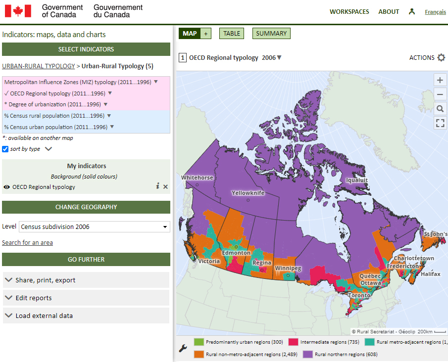 Community Information Database (Government of Canada) - OECD Regional typology