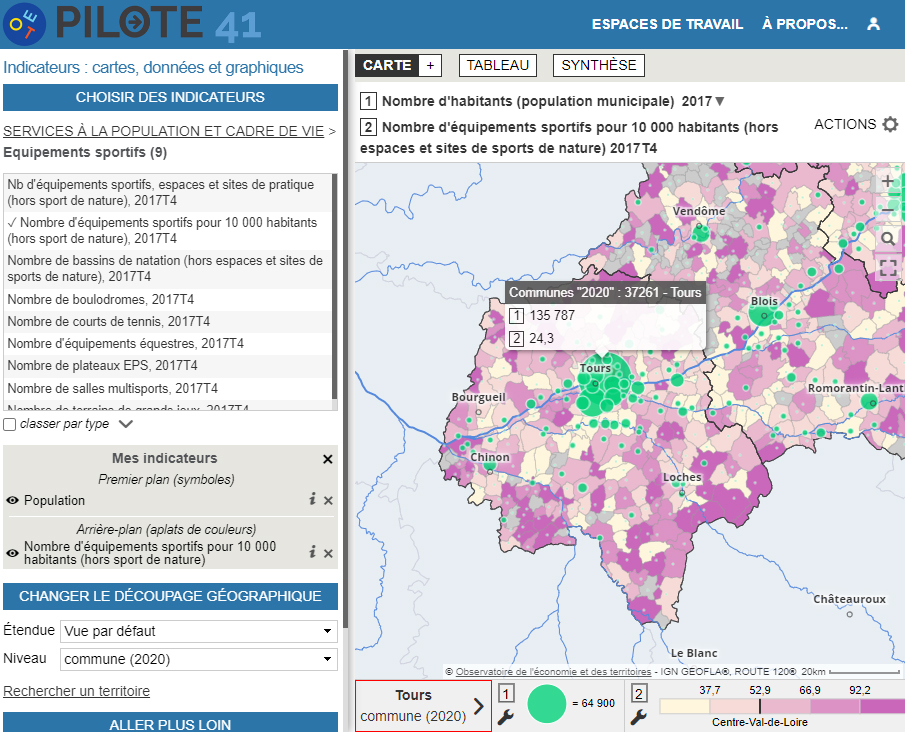 The French Loir-et-Cher territorial information platform - Sports facilities