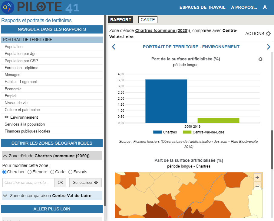 The French Loir-et-Cher territorial information platform - Environment reports
