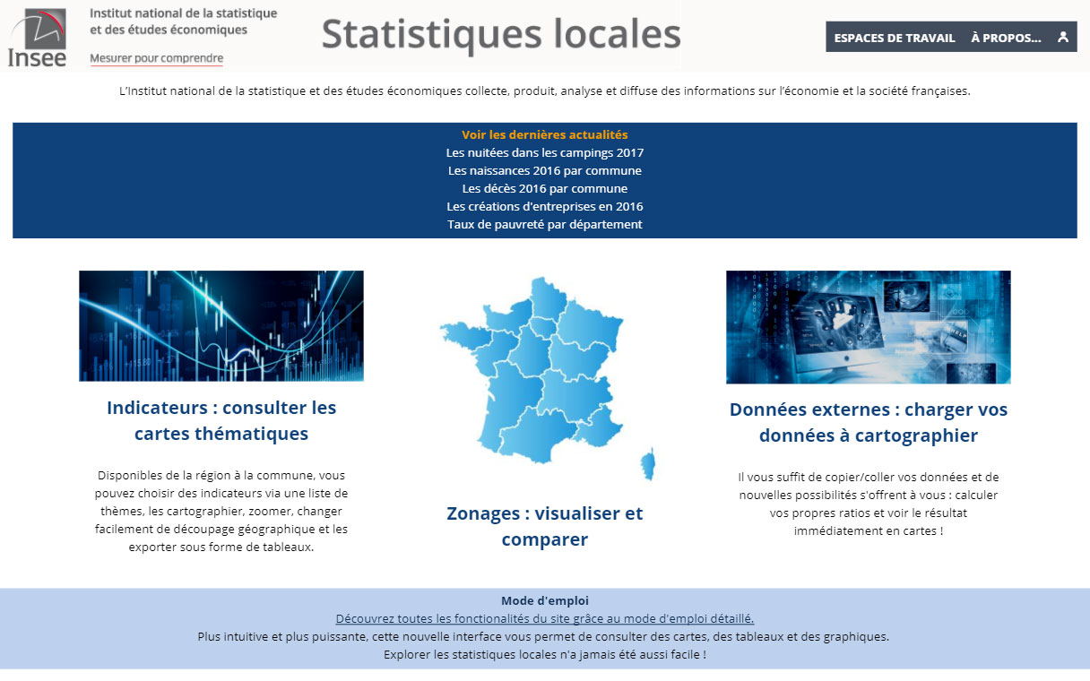 page d'accueil Insee Statistiques locales