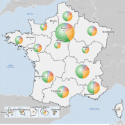 Nombre d'entreprises en 4 secteurs par région en 2016