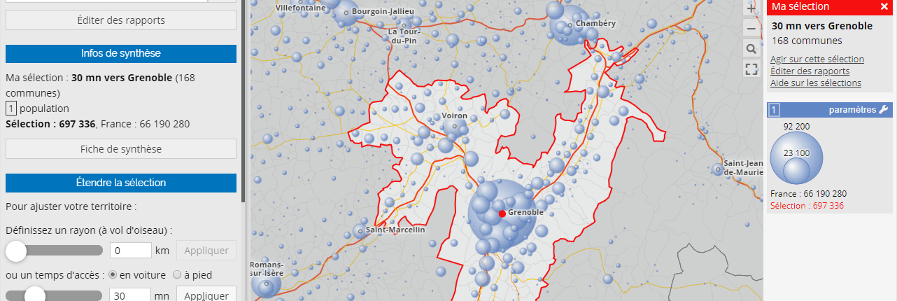 J’étends la sélection aux communes situées à 30 mn de route de Grenoble.