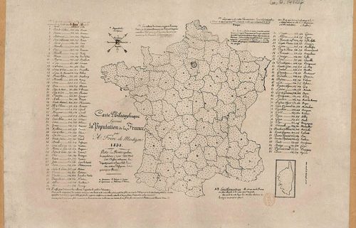 Carte Philosophique figurant la Population de la France