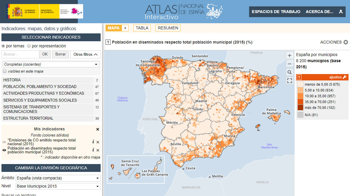 Atlas Interactivo de Espana: thematic map