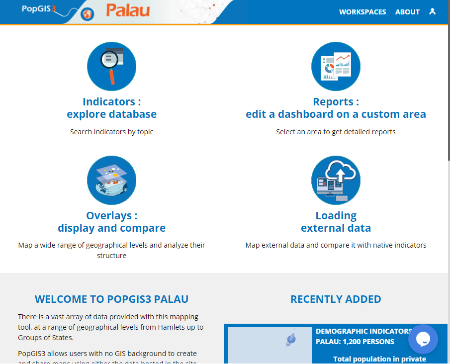 Atlas de l’État de Palau (PopGIS) - Page d'accueil