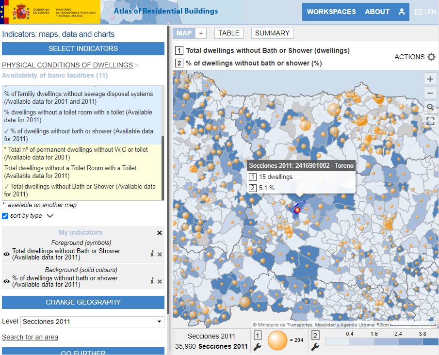 Atlas of Residential Buildings in Spain - Availability of basic facilities